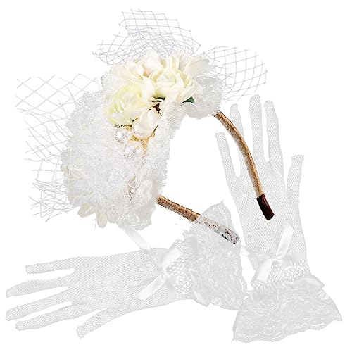 Healeved Modischer Braut-kopfschmuck für Hochzeiten Fascinator Hut-set Spitzenhandschuhe für Frauen Healeved Modischer Braut-kopfschmuck für Hochzeiten Fascinator Hut-set Spitzenhandschuhe für Frauen von Healeved