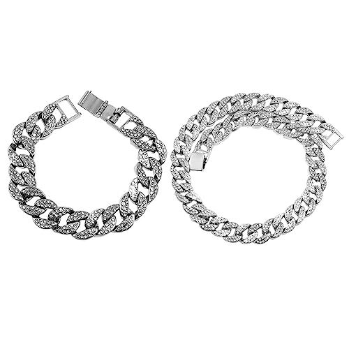 Healeved Kubanische Gliederkette Für Männer Silberne Kubanische Gliederkette Halskette Mit Strassgliedern Armband Mit Strassgliedern Schmuck Aus Kubanischen Gliedern von Healeved