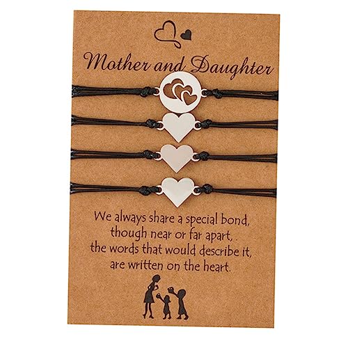 Healeved 1 Satz Liebe Armband Set Mutter-tochter-armband Handgefertigtes Geflochtenes Seilarmband Army Und Tochter Armbänder Mutter-tochter-armbänder Pappe Black von Healeved