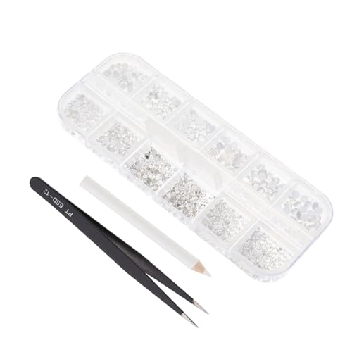 Healeved 1 Satz Make-up mit Strass Nagel-Edelstein-Kit Nagelkunst Bling Strasssteine Nagelzubehör nail nagel schmuck dekor Maniküre-Werkzeuge Mädchen schmücken Geformter Bohrer hölzern Weiß von Healeved