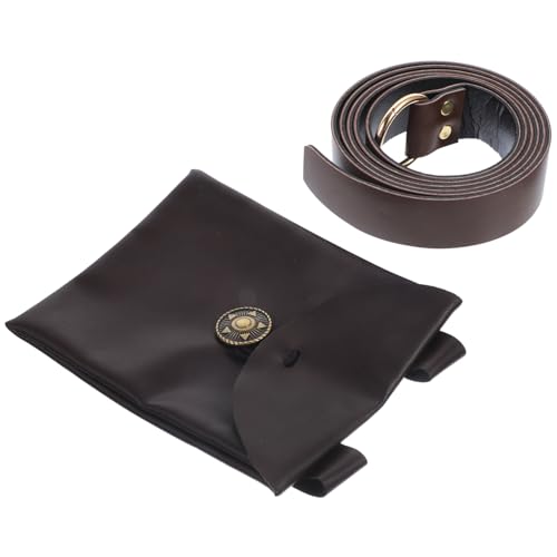 Healeved 1 Satz Mittelalterliche Kunstledertasche Riementasche Gürteltasche Mit Nieten Renaissance-geldbörse Cosplay-hüfttasche Taille Cosplay-geldbörse Coffee Pu von Healeved