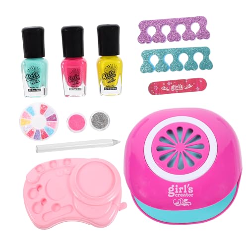 Healeved 1 Satz Nail- -Set Spielzeug kinder schminkset kinderschminken set Nailart-Kit Glitzerpuder Maniküre-Set für Mädchen Mädchenspielzeug Nagelgellack Nailart-Kit für Kinder bilden von Healeved