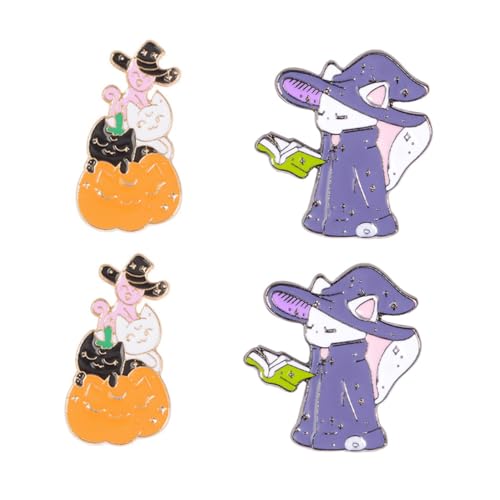 Healeved 1 Satz Niedliche Broschen Legierung Cartoon Katzenzauberer Anstecknadel Für Kleidung Schals Taschen Für Diy Projekte Und 4 Stück von Healeved