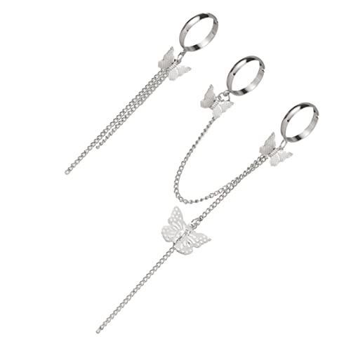 Healeved 1 Satz Punk Kettenring mit Schmetterlingen Verstellbarer Finger Ring für Damen für Partys Festivals Tägliche Outfits Langlebigem Legierungsmaterial Gefertigt von Healeved