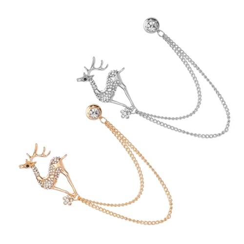 Healeved 1 Satz Reh Broschen Mit Hängender Kette Anstecknadel Für Anzug Hochzeit Perfektes Für Freunde Weihnachten 2 Stück von Healeved