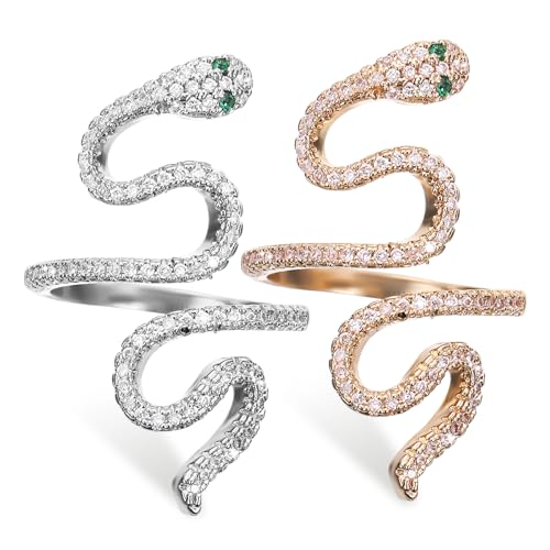 Healeved 1 Satz Schlangenschmuck Ringe Mädchen Silber Tier Teen Schlangenförmiger Schlangenring Für Zwei Schlangenringe Schlangenring Frauen Schlangenring Metall 2 Stück von Healeved