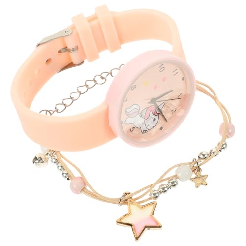 Healeved 1 Satz Set Kinderuhr Armbanduhr mit Einhorn Design Digitale Quarz Uhr für Jungen und Mädchen Einstellbares Armband für Schüler Cartoon Muster Uhr von Healeved