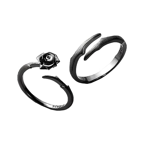 Healeved 2stücke Öffnen Ringe Finger Ringe Liebesringe Dekorative Zarte Stilvolle Hochwertiges Sterlingsilber Gesund Umweltfreundlich Langlebig Tragbar Poliert Glatt Hautverträglich Leicht von Healeved