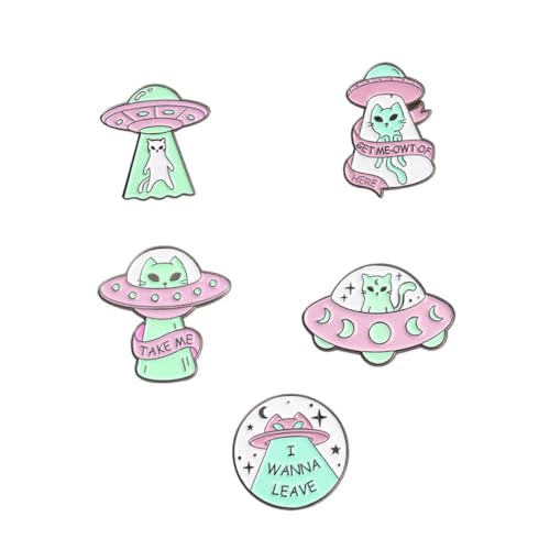 Healeved 5stücke Emaille Anstecknadel Astronaut Katze Brosche Für Jeans Rocktaille Einstellbare Befestigung Button Pin Hutnadel Raumschiff Abzeichen von Healeved