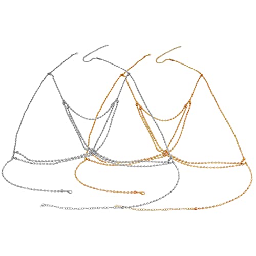 Healeved 1 Satz Teiliges Glitzernde Körperkette Für Damen Verstellbare Halskette Hochwertigem Rhinestone Vielseitiger Körperschmuck Für Besondere Anlässe Nachtleben 2 Stück von Healeved