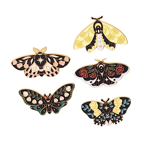 Healeved 5 Stücke Schmetterlingsbroschen Emaille Anstecknadeln Satz Retro Rucksack Pins Schmuck für Damen von Healeved