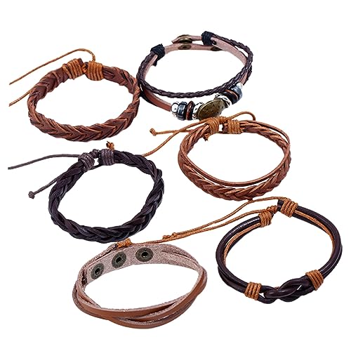 Healeved 1 Satz Teiliges Set Vintage Rindsleder Armband für Männer Retro Hip Hop Diy Bangle Handgefertigter Schmuck für Besondere Anlässe und Alltag von Healeved