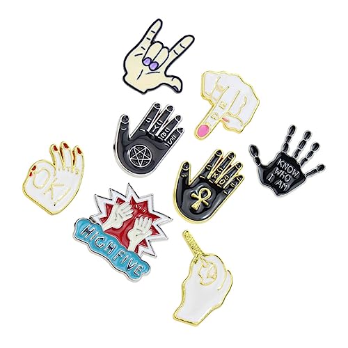 Healeved 8 Stücke Broschen Satz Palmenbroschen für Erwachsene Kinder Lustige Buchstaben Pins Kreative Anstecknadel für Kleidung Taschen Hüte Schals Selbstgemacht von Healeved