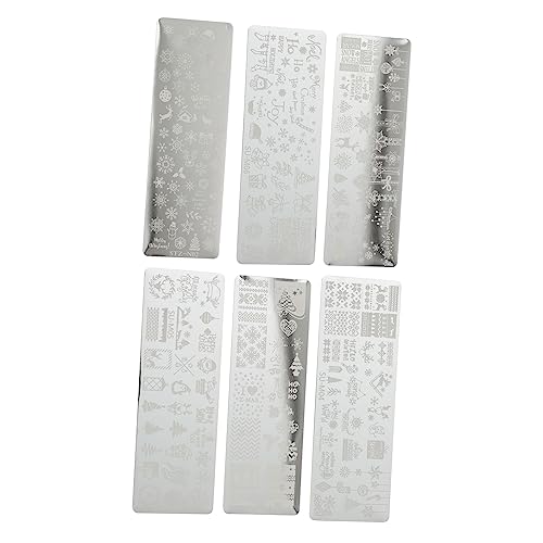Healeved 1 Satz Weihnachtsnagelplatte Nagelabziehbilder Nagelstempel Schneeflocke Teller Weihnachtsdeko Christmas Decorations Maniküre-vorlage Weihnachtsnagelschablone Rostfreier Stahl 6st von Healeved