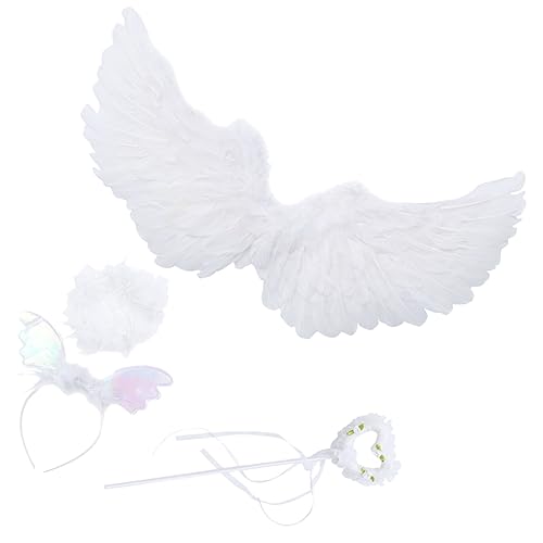 Healeved Fee Flügel Kostüm Prop Mädchen Cosplay Stirnband Fee Zauberstab Für Kostümrequisiten Feenkostüm Mit Stirnband Und Stab Für Mädchen Cosplay von Healeved