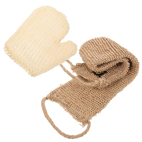 Healeved Rücken Schrubber 1 Set Sisal Badeset Badeschrubber Handtuch Duschtuch Peeling Waschlappen Schäumendes Badetuch Peeling Rückenwäscher Körperpeeling Schrubber Peeling Handschuhe Spa von Healeved