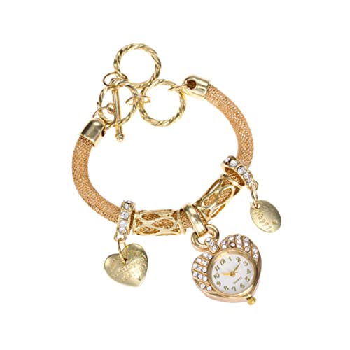Healeved 1 Stück Damen Armband mit Herz Uhr Glänzendes Schmuckstück für Frauen Kreatives Design Perfektes für Besondere Anlässe Elegantes Handgelenk Accessoire von Healeved