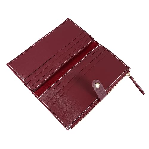 Healeved 1 Stück Damen Geldbörse mit Mehreren Fächern Faltbare Brieftasche für Münzen und Karten Kompakte Handtasche im Eleganten Design für Alltag Weinrot von Healeved