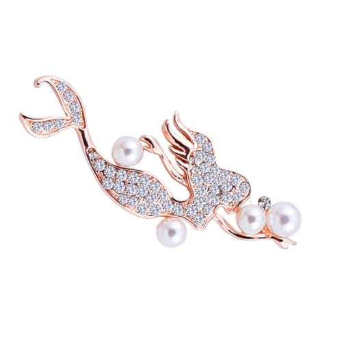Healeved Delicate Rhinestone Mermaid Brooch Für Frauen Gold Corsage Brosche Für Kleider Schals Und Accessoires Stilvolles Schmuckstück Mit Perlenakzenten von Healeved