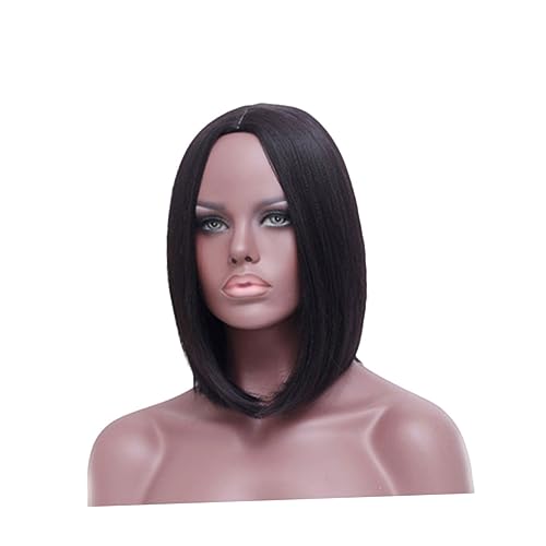 Healeved 1stücke Schöne Synthetische Perücke Mit Geradem Mittelscheitel Modische Haarabdeckung Für Frauen Und Mädchen Schwarze Frisur Stylische Haaraccessoires von Healeved