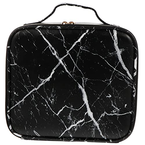 Healeved 1 Stück Kosmetikkoffer aus Marmor Make-up-Etui Veranstalter Make-up-Organizer Fall Aufbewahrungstasche Fach speicherorganisator Kosmetiktasche Pu Black von Healeved