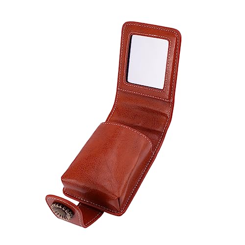 Healeved 1 Stück Lippenstift-Aufbewahrungstasche Geldbeutel Veranstalter Eitelkeitsfall Mit Kosmetiktasche Mit Spiegel Lippenstift Organizer Reise-kosmetikspiegel Ding Brown von Healeved