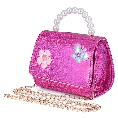 Healeved 1 Stück Mini Perlen Handtasche mit Blumenmuster Kreative Umhängetasche für Schmuck und Snacks Abnehmbarer Schulterriemen Leicht und Rot von Healeved
