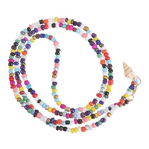 Healeved 1 Stück Muschelkette Halskette von Muscheln Perlenketten Halskette im Regenbogen-Stil Halskette für Mädchen Halskette mit Muschelanhänger bunte Perlenkette Modeaccessoire Legierung von Healeved