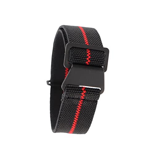 Healeved 1 Stück Nylon Uhrenarmband Elastisches Schnellverschluss Armband Verstellbar Atmungsaktiv für Damen Herren Komfortables Ersatzarmband für Rot mit Schwarzem Verschluss von Healeved