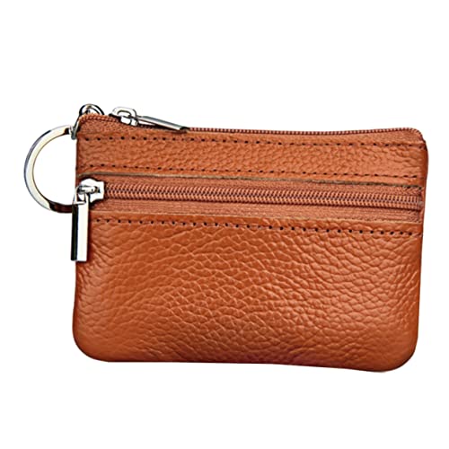 Healeved 1 Stück PU Multifunktionale Damen Münztasche mit Reißverschluss Geldbörse für Schlüssel Kleingeld Hellbraun von Healeved