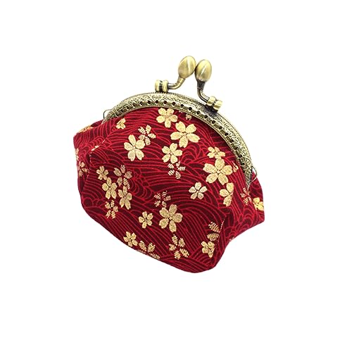 Healeved Vintage Kirschblüten Geldbörse Tragbare Münztasche Handytasche Mit Schnalle Für Damen Strand Party Und Shopping Retro Aufbewahrungstasche Für Kleingeld Und Visitenkarten von Healeved