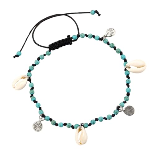 Healeved Chic Retro Fußkettchen Shell Perlen für Damen Verstellbare Knöchelkette Modischer Fußschmuck für Strand und Alltag von Healeved