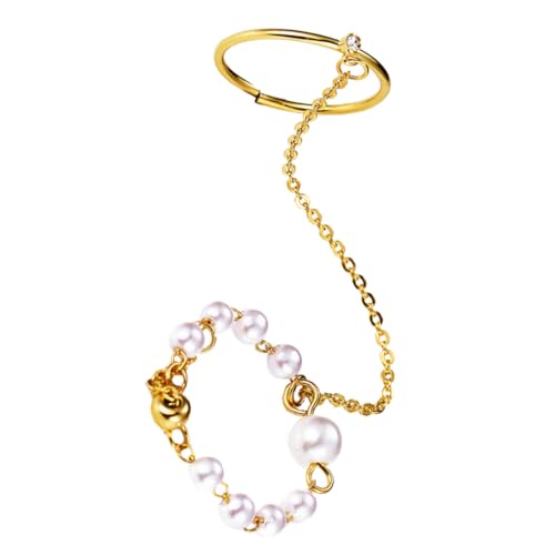 Healeved 1 Stück Retro Perlring Kette Kreativer Finger Schmuck für Frauen Einteiliges Design Modischer Kettenring für von Healeved