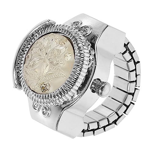 Healeved Ringförmige Damen Uhr Zinklegierung Fingeruhr im Rose Design Dekorative Uhr für Schmuck Leicht Komfortabel Vintage für Frauen von Healeved