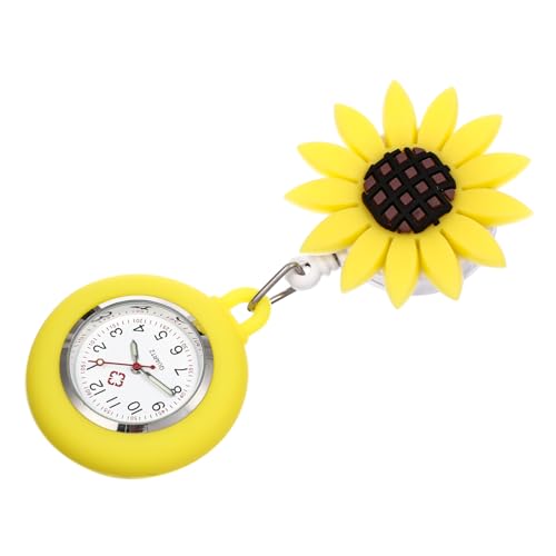 Healeved Hängende Krankenschwester Taschenuhr mit Sonnenblumen Design Tragbare Quarz Uhr für Pflegekräfte Medizinische Uhr mit Schnalle für Krankenschwestern von Healeved