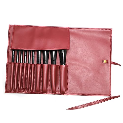 Healeved Aufbewahrungstasche für Kosmetikpinsel Tragbare PU Leder Rolltasche mit 10 Fächern Make Up Pinsel Organizer für Zuhause und Unterwegs von Healeved