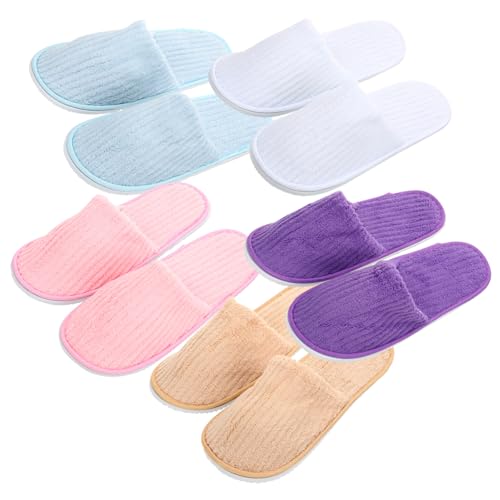 Healeved 10 Paare Damen Hausschuhe Winter Warm Fleece Pantoffeln Rutschfest Waschbar Indoor Slipper Weiß Gelb Rot Weiche Gästepantoffeln Für Zuhause Spa Hotel von Healeved