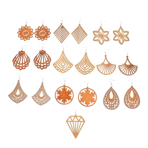 Healeved 10 Paare Holzohrringe für Damen Bohemian Stil Leichte und Hautfreundliche Ohrschmuck Kreative Hängende Ohrringe für Alltag und Besondere Anlässe von Healeved