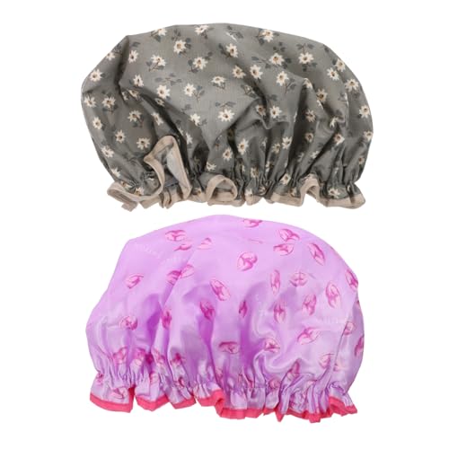 Healeved 10 Stk Duschhaube Schlafendes Haar Haarhaube Aus Satin Badekappen Für Haare Duschhocker Lotus Teelichthalter Duschhut Badehüte Damen Außen Polyester-baumwolle Schlafkappe Karikatur von Healeved