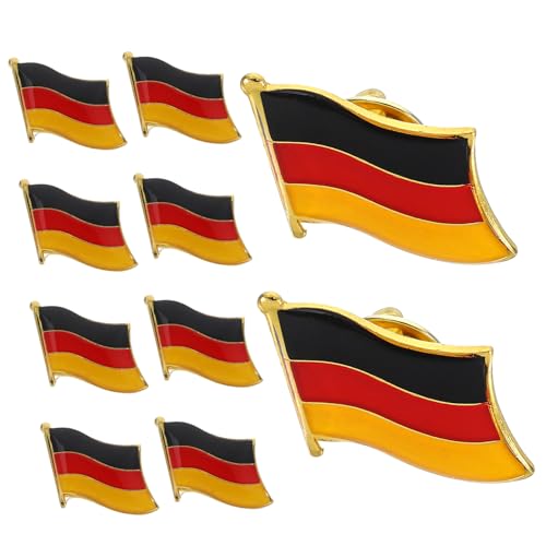 Healeved 10 Stück Eisen Anstecknadel mit Deutscher Flagge Lackierte Brosche mit Schmetterlingsverschluss Vielseitig Einsetzbar für Kleidung Kragen Jacken Hüte Taschen Patriotisches und von Healeved