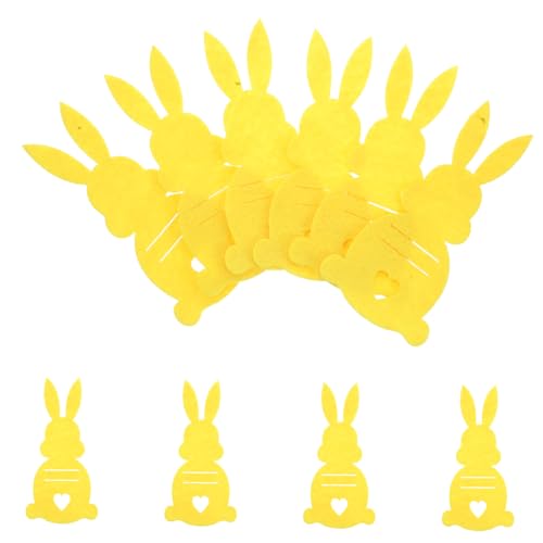 Healeved 10 Stück Hasenwechselhalter Osterbesteck Ostern Geschirrdekoration Bestecktasche Ostern Silberbesteckhalter in Kaninchenform Utensilienbeutel Für Ostern Yellow Tuch von Healeved
