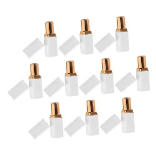 Healeved 10 Stück Lippenbalsam Tuben Nachfüllbare Lippenpflegestifte mit Schimmerndem Weiß und Metallischem Goldrand Leere DIY Lipgloss Behälter für Frauen und Mädchen Praktisch und von Healeved