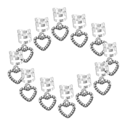 Healeved 10 Stück Süße Legierung Offene Herz Haar Ringe für Dreadlocks Zopfaccessoires Haarschmuck für Frauen Einfaches Styling Langlebiges Material von Healeved