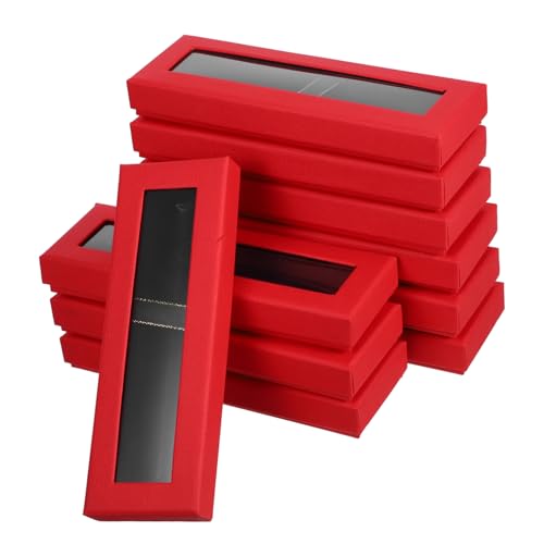 Healeved 10 Stück Stiftverpackung in Geschenkbox Stift Wraps Dekorative Kästen Etui Einzelne Federtasche Stift-Display Stiftständer Stiftfälle Stiftbehälter Stifteboxen Papier Rot von Healeved