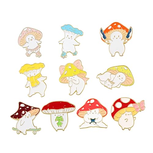 Healeved 10stücke Pilz Brosche Aus Legiertem Material Vintage Stil Cartoon Pilz Revers Anstecker Kleidung Accessoire Langlebig Ohne Verblassen Geeignet Für Jacken Mäntel Taschen Hüte Und Me von Healeved