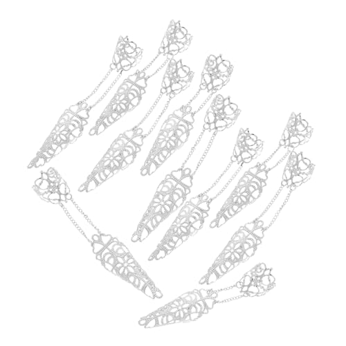 Healeved 10 Stück Teiliges Halloween Gothic Fingernagel-claw-ring Eisen mit Kettendesign Verstellbare Fingerringe für Cosplay Tanz Party-performance Handschmuck für Kostüm-events von Healeved