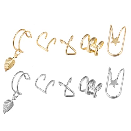 Healeved 10 Stück Teiliges Kreative Doppelte C form Ohrclips ohne Piercing Modische Knorpel ohrringe in Gold und Silber Stilvolle Dekorative Ohrdekoration für Damen bei Arbeit Party und von Healeved