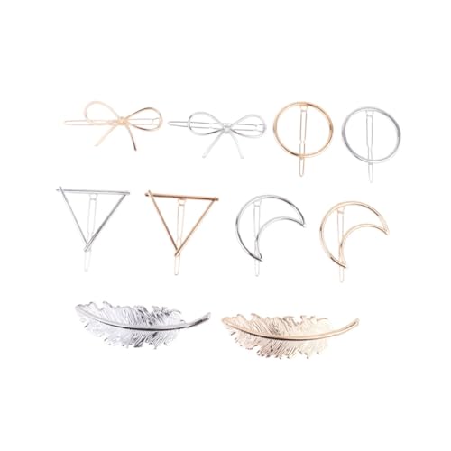 Healeved 10 Stück Teiliges Set Geometrische Haarklammern für Damen Haarspangen mit Mond und Bogen Design Eleganter Haarschmuck für Alltag und Besondere Anlässe von Healeved