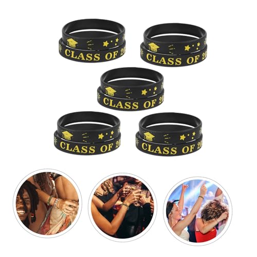 Healeved 10 Stück Teiliges Silikonarmband Class Of Abschlussarmbänder Graduation Wristbands für Schüler Unisex Bequemes Tragen Party Deko Passende für Jungen und Mädchen von Healeved