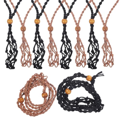 Healeved 10 Stück Teiliges Verstellbare Handgefertigte Netz kettenanhänger aus Natürlichem Stein Großer Schwarzer und Brauner Steinhalter Dekorativer Schmuckhalter für DIY Halsketten von Healeved